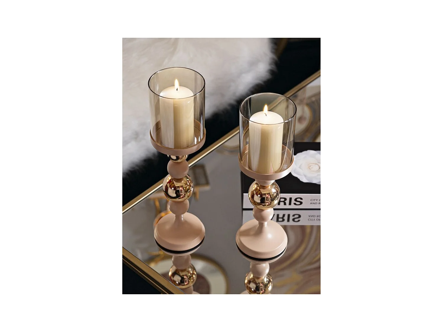 Bougeoir MF938, Or, 10x10x36 cm, Epikasa