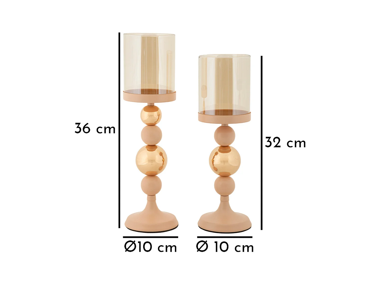 Bougeoir MF938, Or, 10x10x36 cm, Epikasa