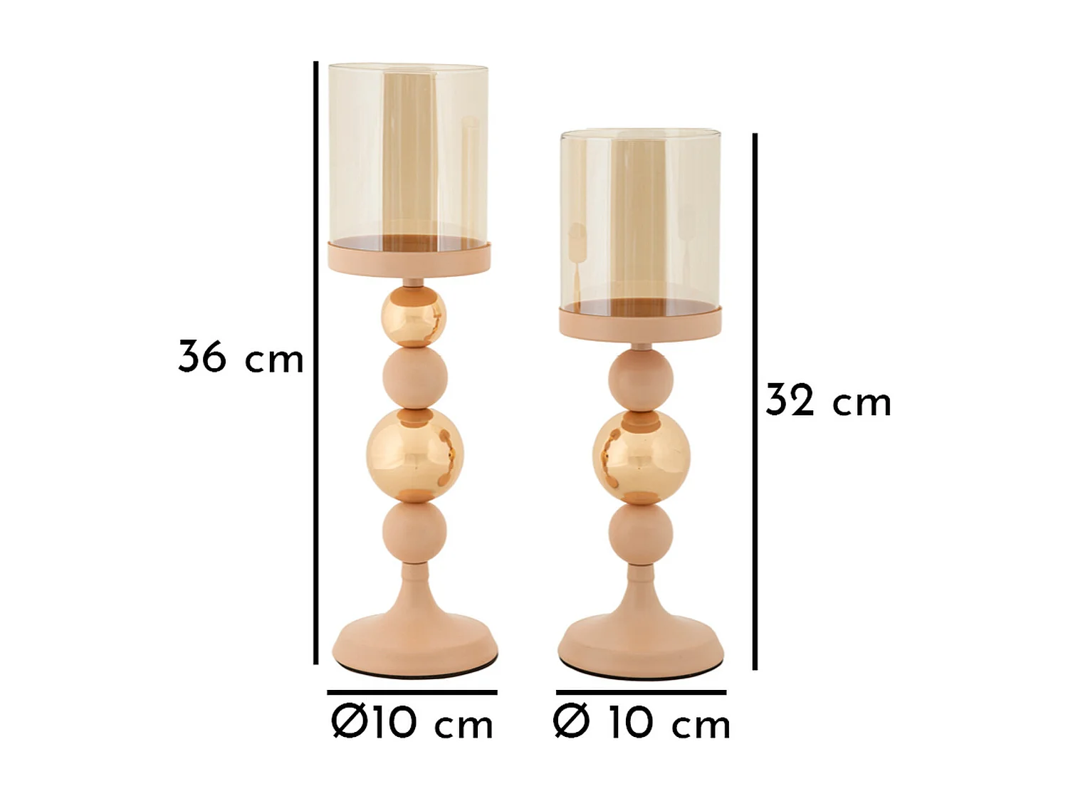 Bougeoir MF938, Or, 10x10x36 cm, Seven Design