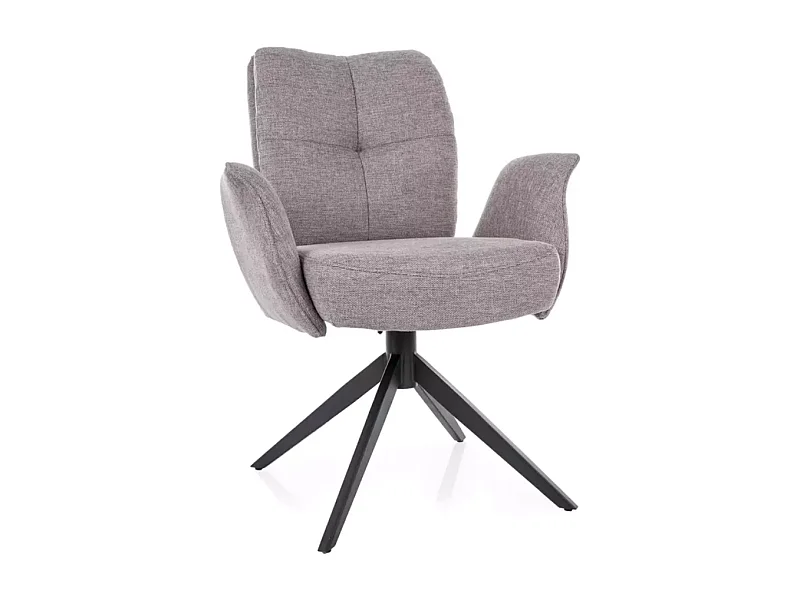 Chaise pivotante gris avec accoudoirs et assise à ressorts retour auto LOPAZY