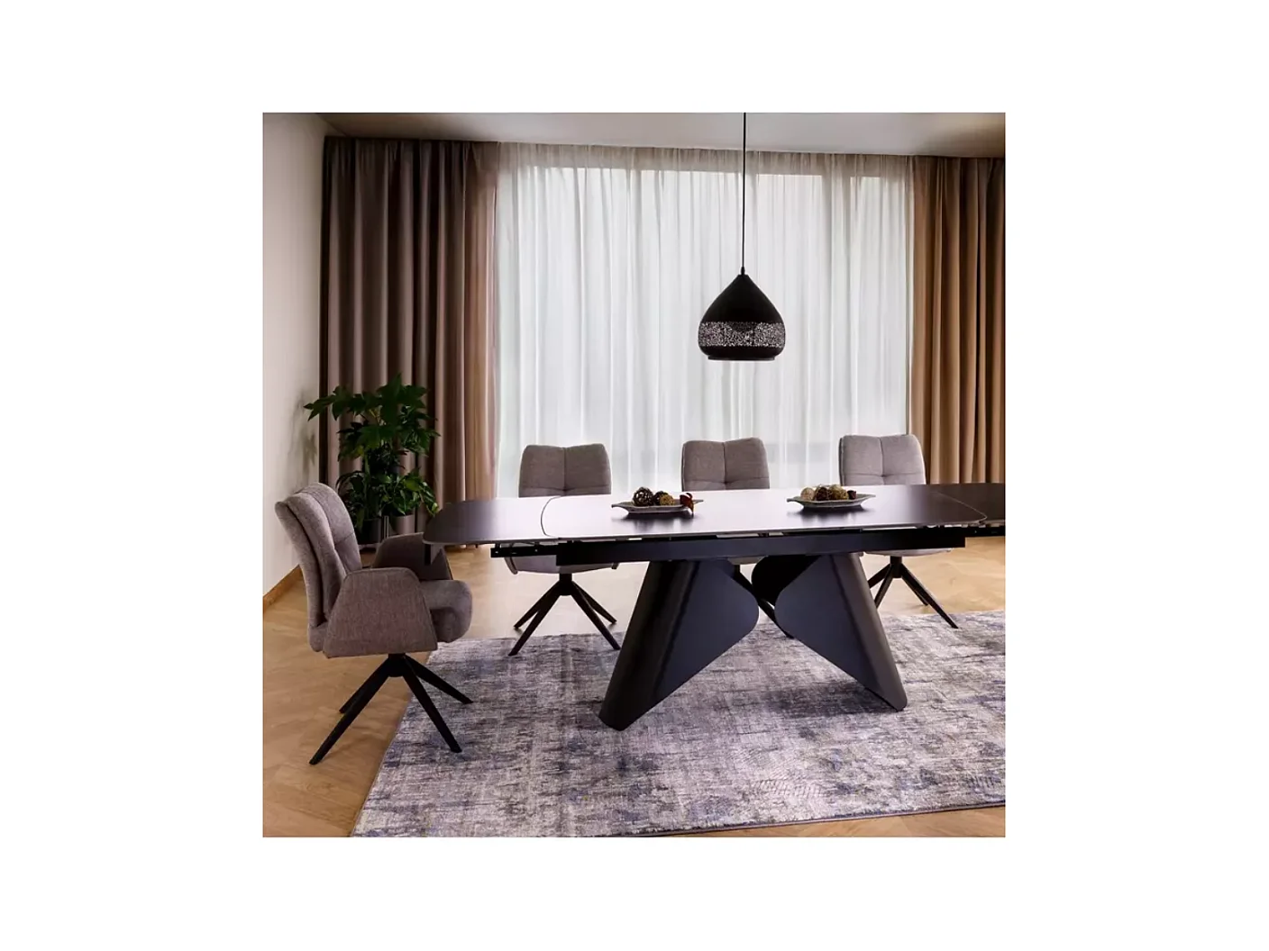 Chaise pivotante gris avec accoudoirs et assise à ressorts retour auto LOPAZY