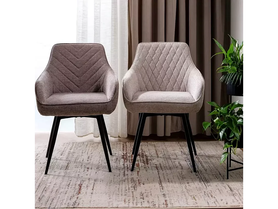 Chaise beige pivotante tissu et métal noir avec retour automatique SOLIFE