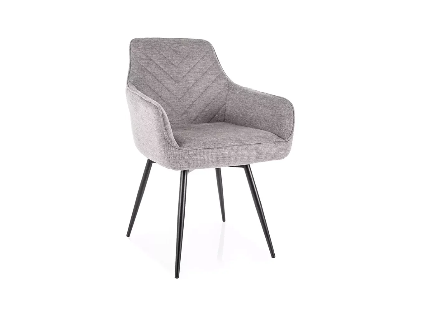 Chaise grise en tissu pivotante et à retour automatique avec pieds métal noir SOLIFE