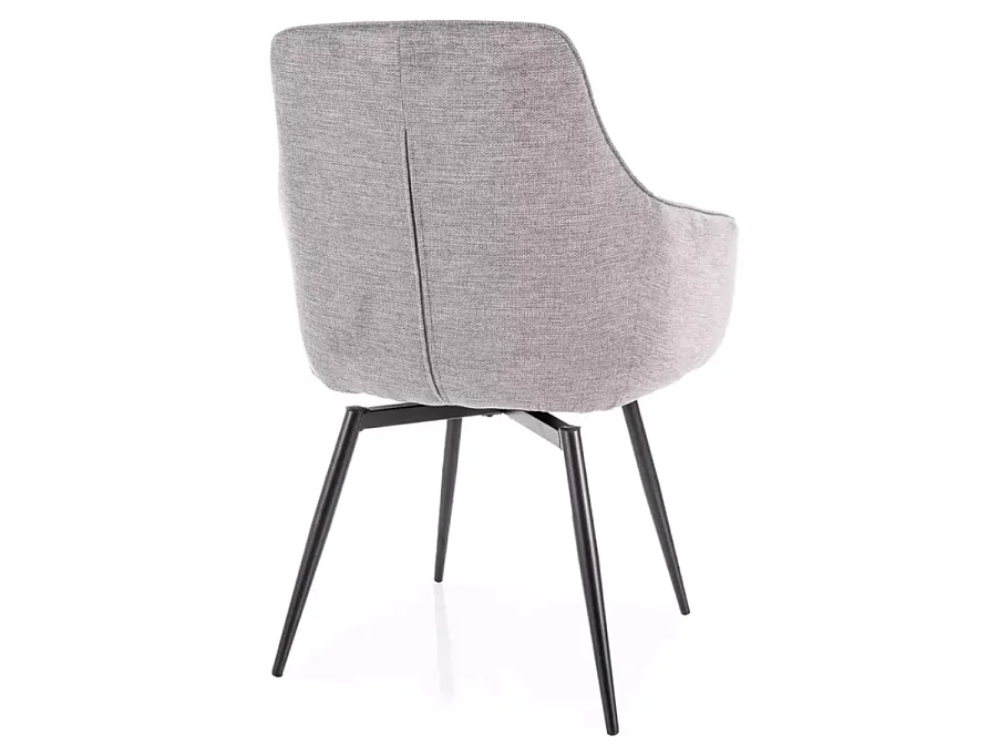 Chaise grise en tissu pivotante et à retour automatique avec pieds métal noir SOLIFE