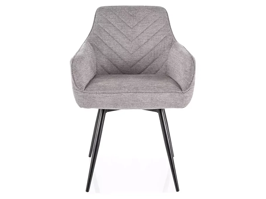 Chaise grise en tissu pivotante et à retour automatique avec pieds métal noir SOLIFE