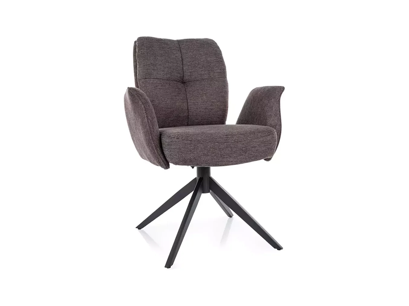 Chaise pivotante cappuccino avec accoudoirs, piètement noir et ressorts LOPAZY