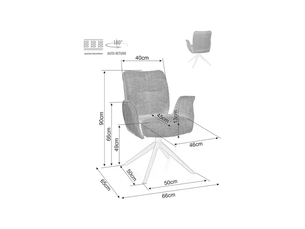 Chaise pivotante cappuccino avec accoudoirs, piètement noir et ressorts LOPAZY
