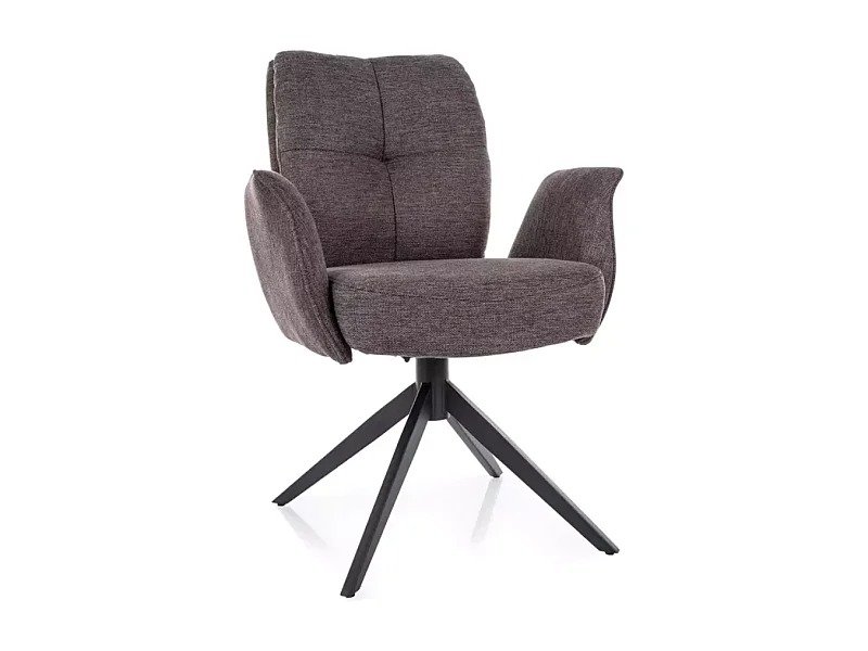 Chaise pivotante cappuccino avec accoudoirs, piètement noir et ressorts LOPAZY