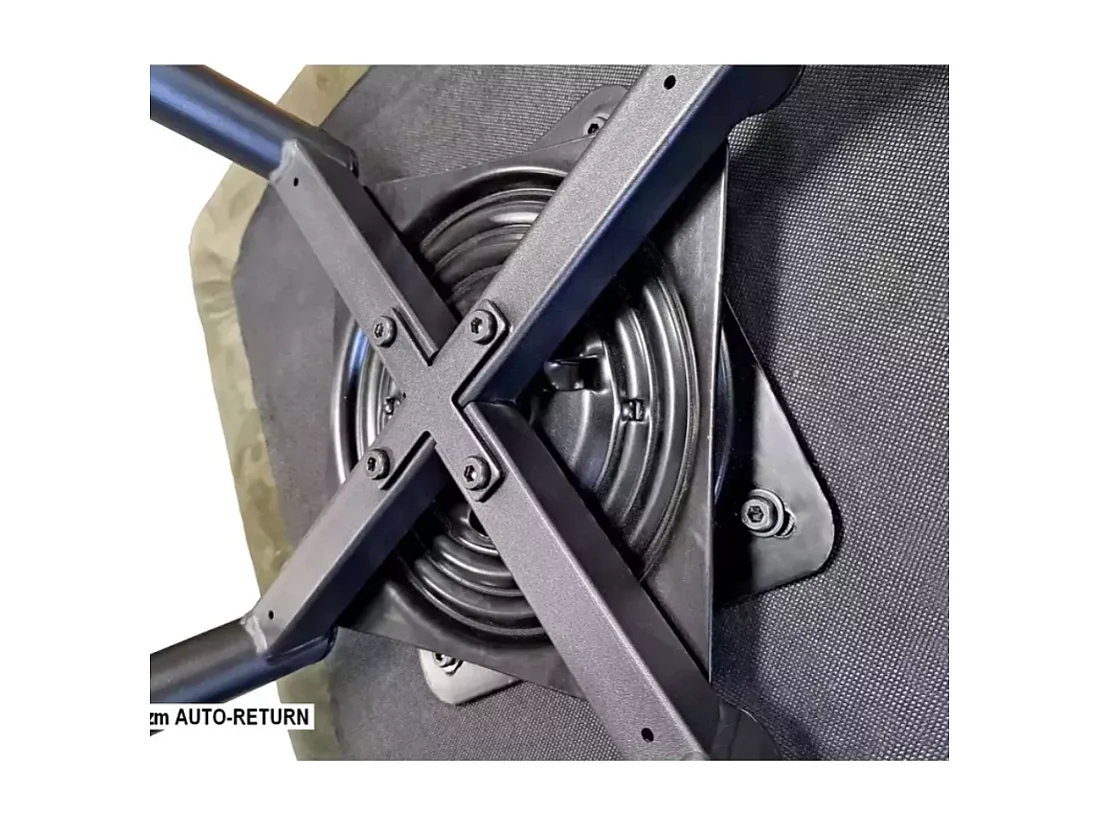 Chaise beige en tissu et métal noir pivotante à retour automatique SOLIFE