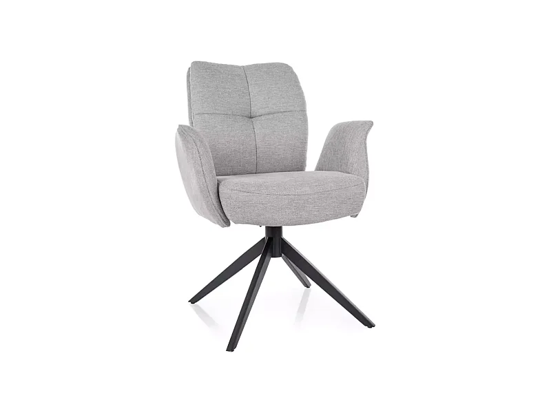 Chaise pivotante en tissu gris avec retour automatique et ressorts ensachés LOPAZY