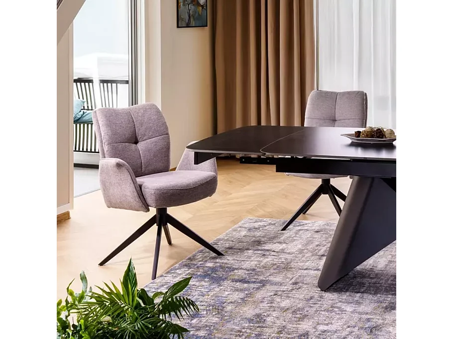 Chaise pivotante en tissu gris avec retour automatique et ressorts ensachés LOPAZY
