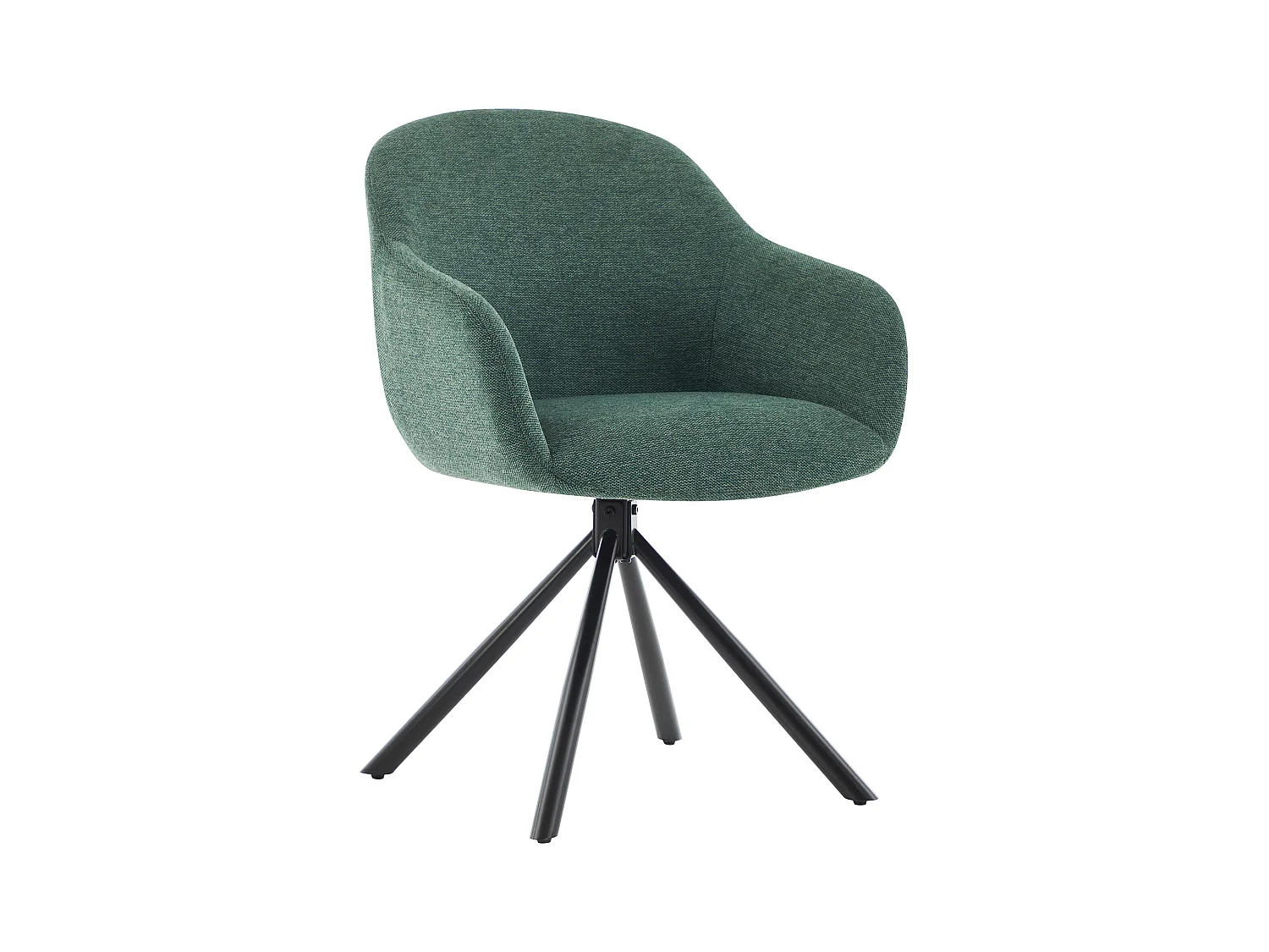 Sæt med 6 stole med armlæn i tekstureret stof og sort metal - Grøn - CILIENO