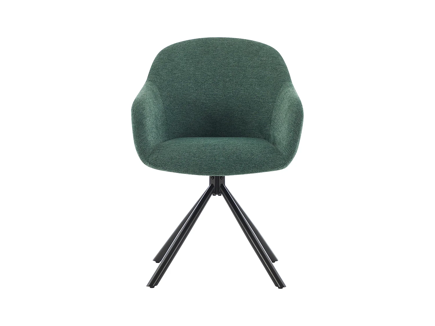 Conjunto de 6 cadeiras com apoios de braço em tecido texturizado e metal preto - Verde - CILIENO
