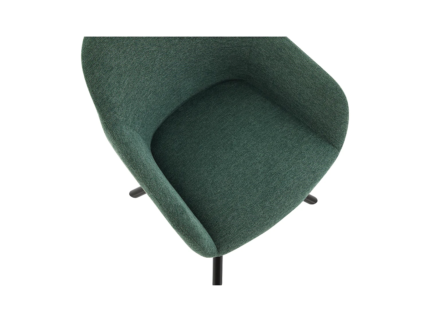 Conjunto de 6 cadeiras com apoios de braço em tecido texturizado e metal preto - Verde - CILIENO