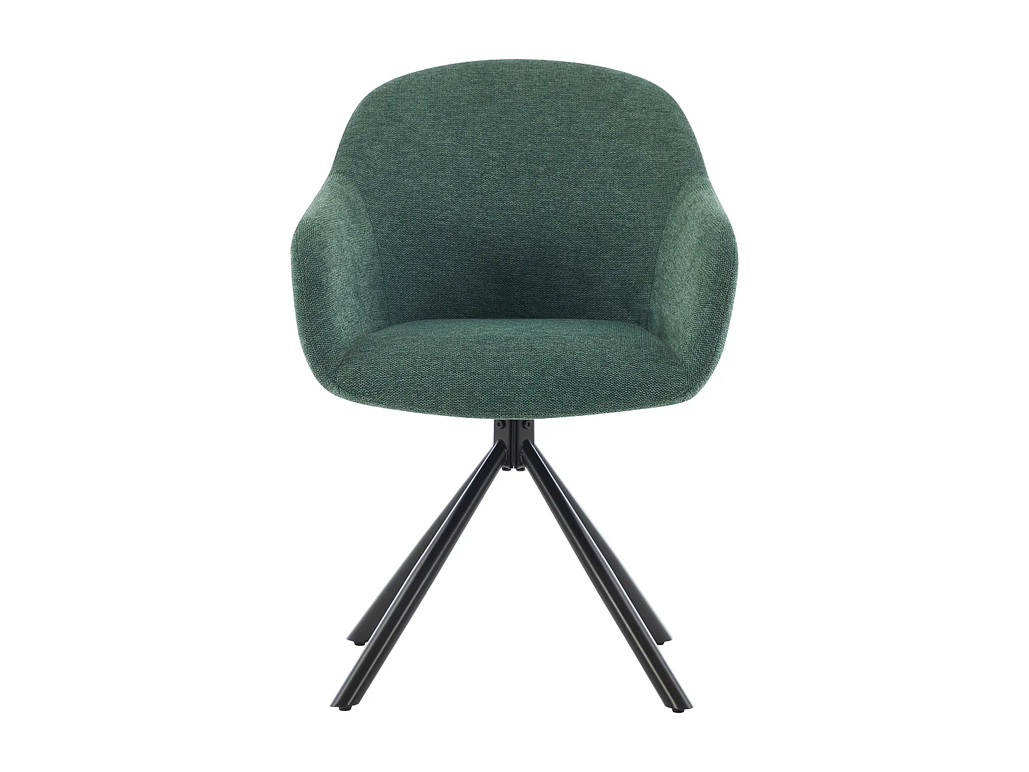 Lot de 6 chaises avec accoudoirs en tissu texturé et métal noir - Vert - CILIENO