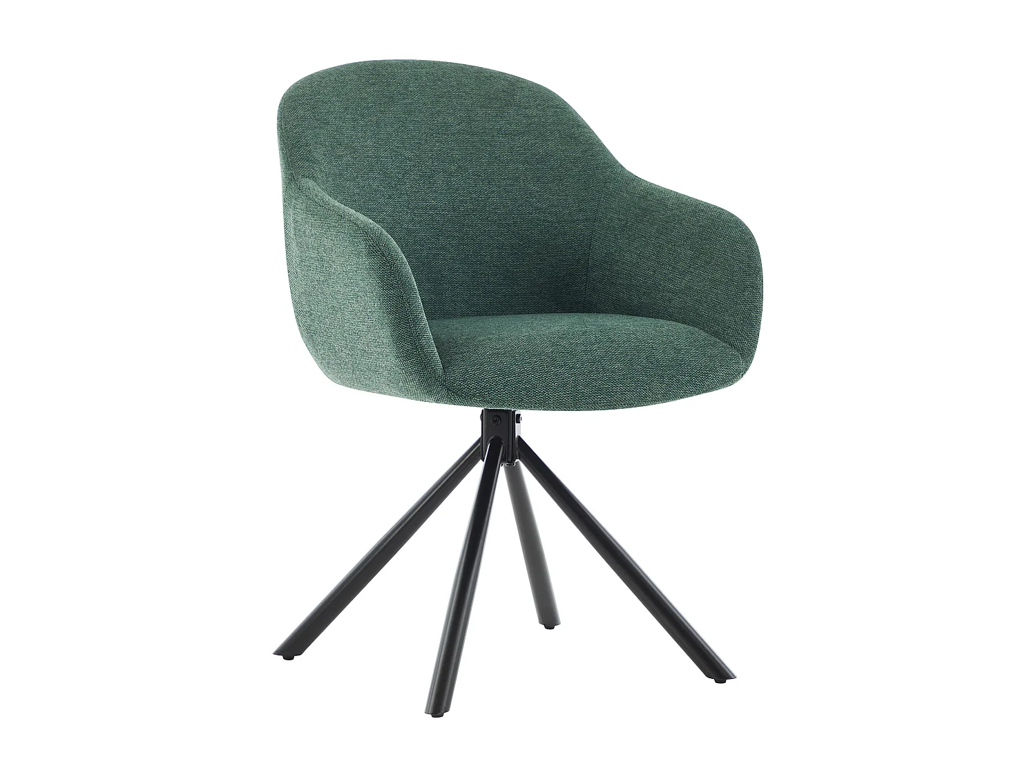 Lot de 6 chaises avec accoudoirs en tissu texturé et métal noir - Vert - CILIENO