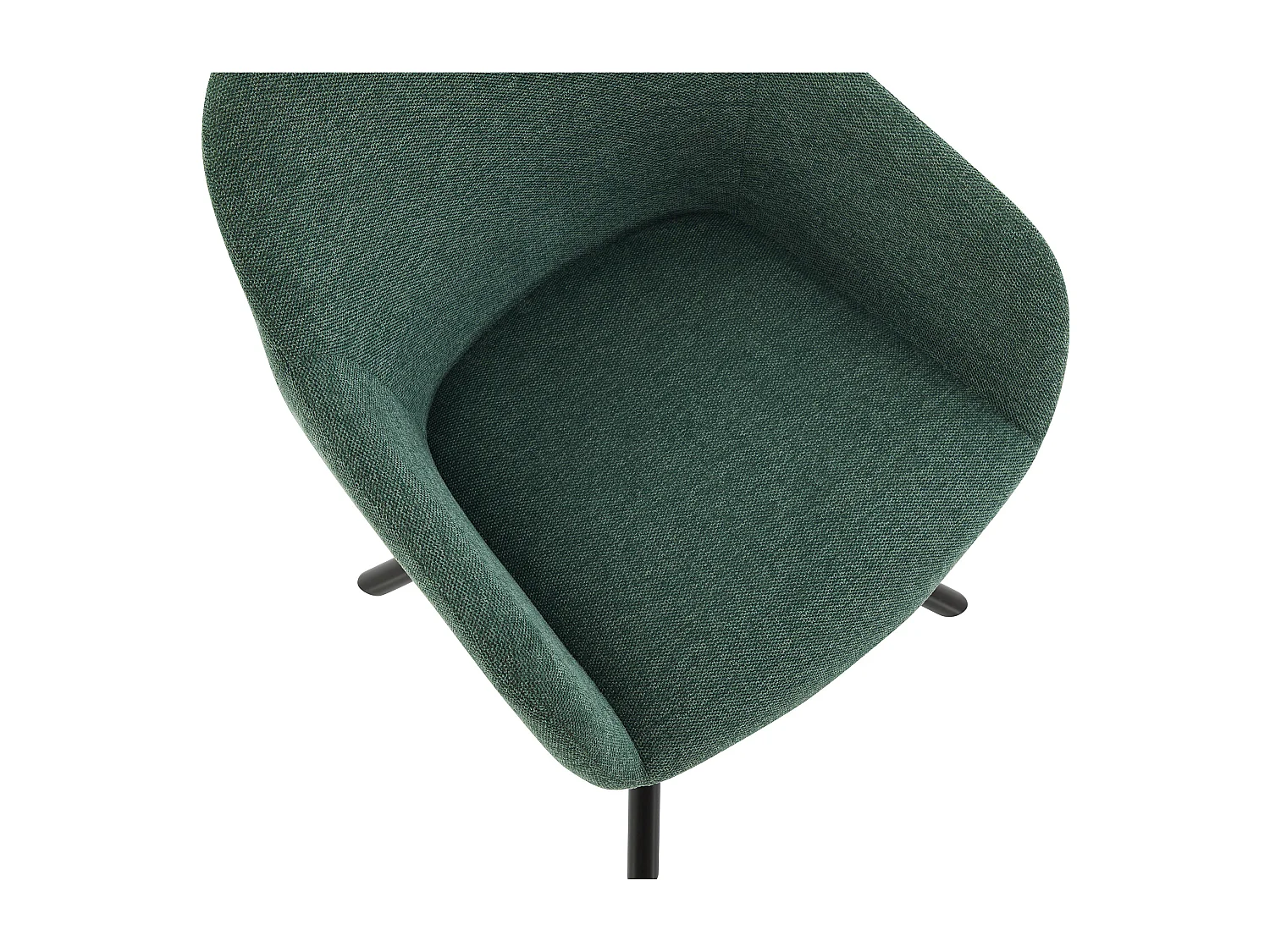 Lot de 6 chaises avec accoudoirs en tissu texturé et métal noir - Vert - CILIENO