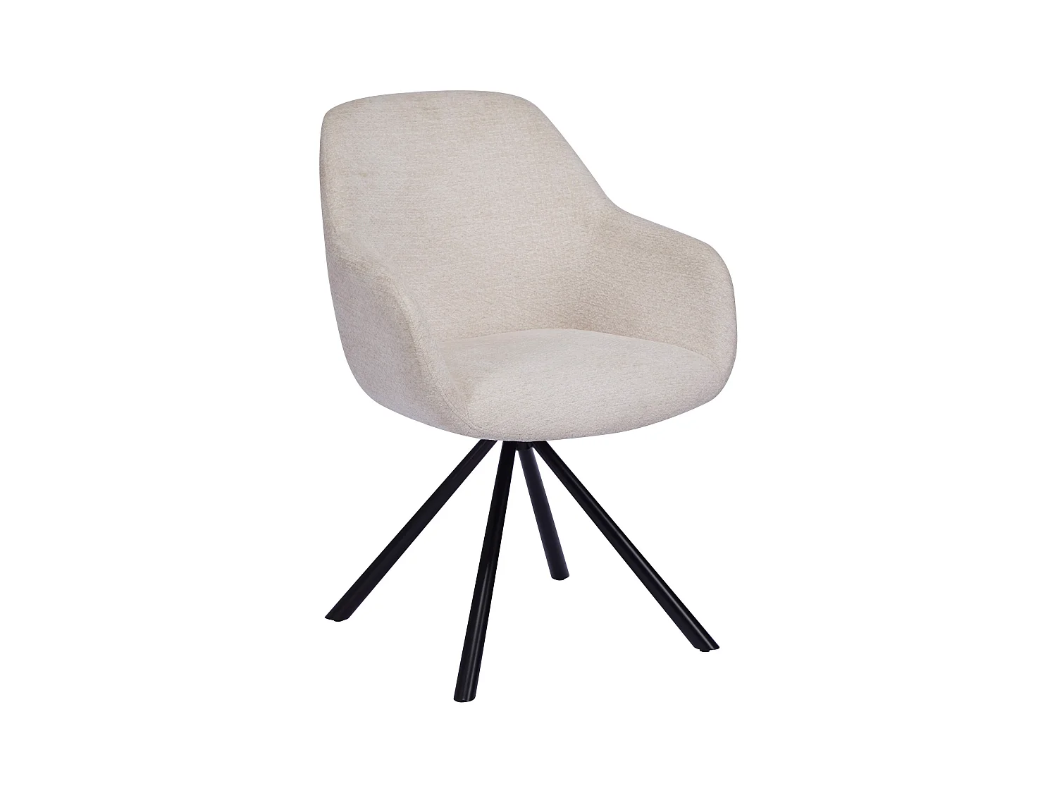 Set med 6 stolar med armstöd i texturerat tyg och svart metall - Crème - CILIENO