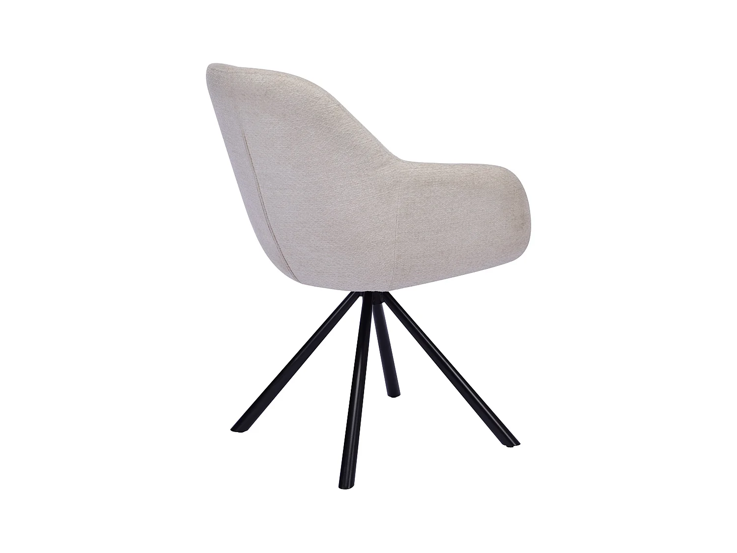 Set med 6 stolar med armstöd i texturerat tyg och svart metall - Crème - CILIENO