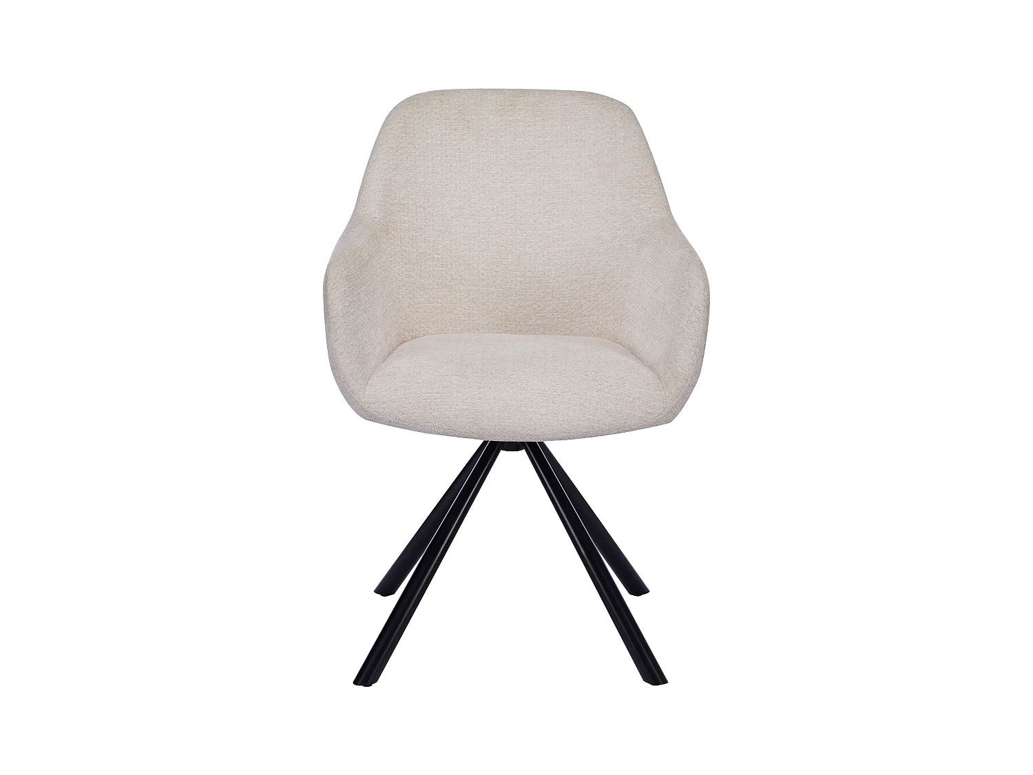 Set van 6 stoelen met armleuningen van getextureerde stof en zwart metaal - Crème - CILIENO