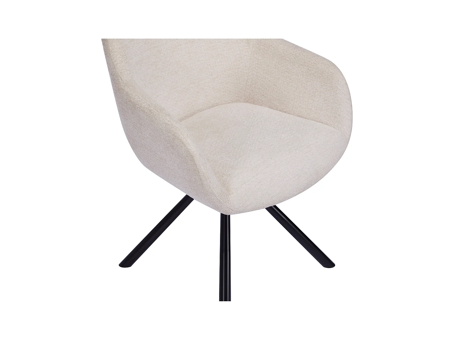 Set van 6 stoelen met armleuningen van getextureerde stof en zwart metaal - Crème - CILIENO