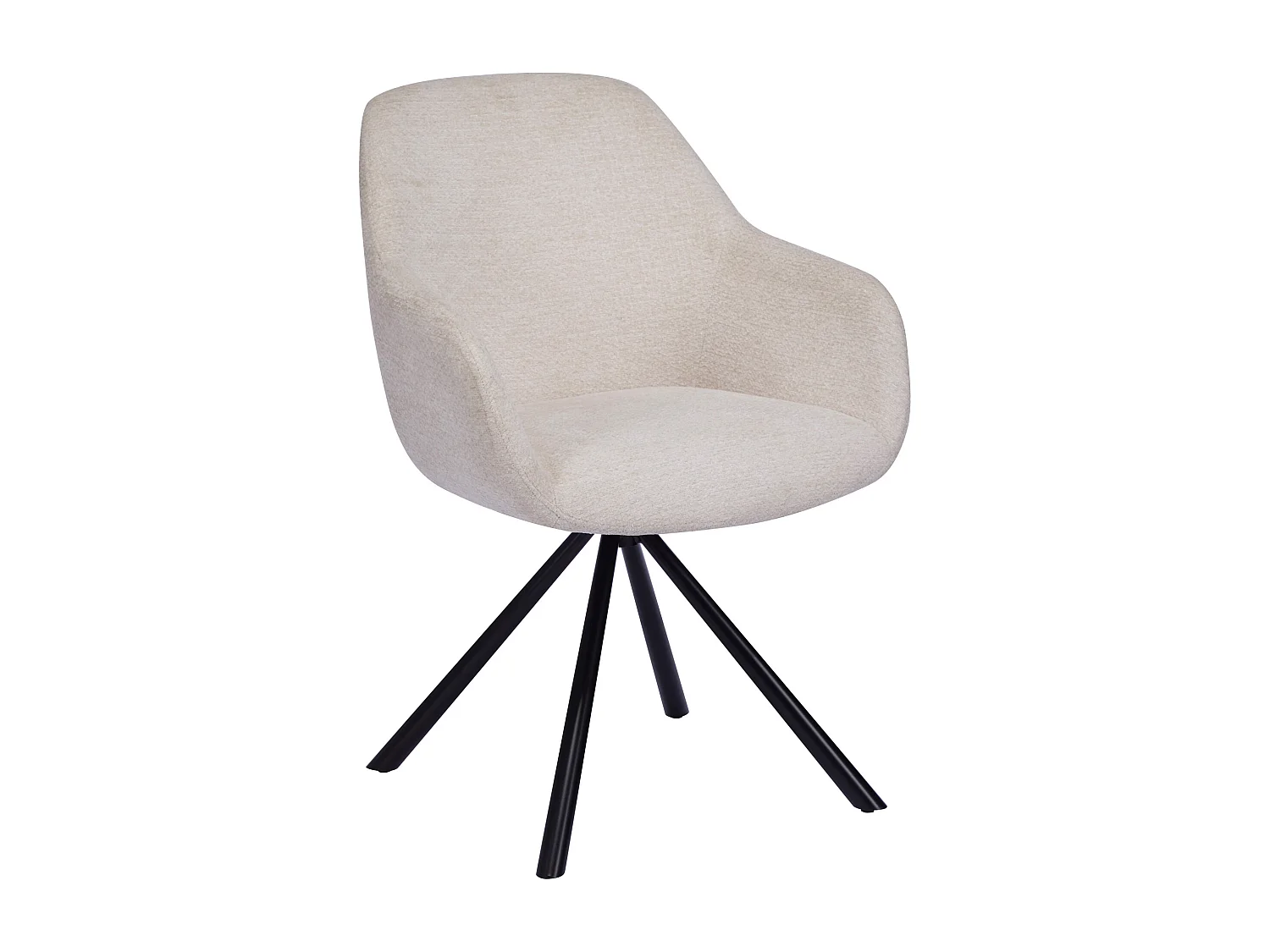 Lot de 6 chaises avec accoudoirs en tissu texturé et métal noir - Crème - CILIENO