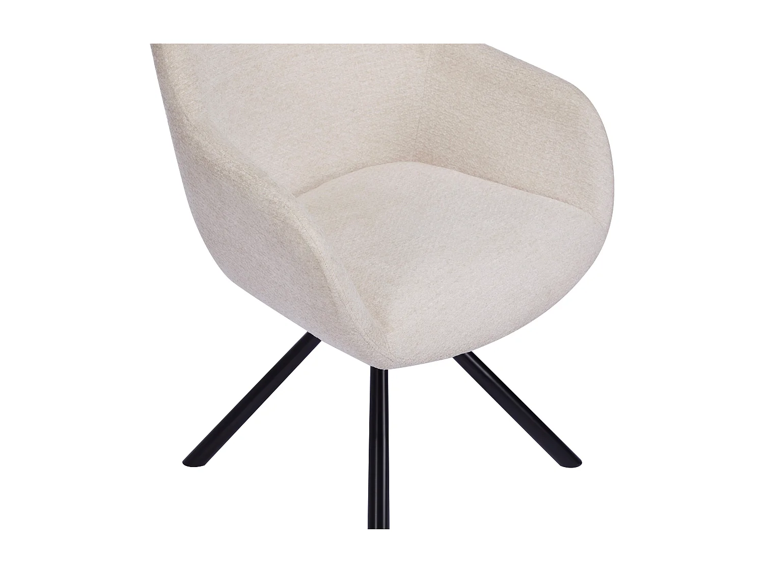 Lot de 6 chaises avec accoudoirs en tissu texturé et métal noir - Crème - CILIENO