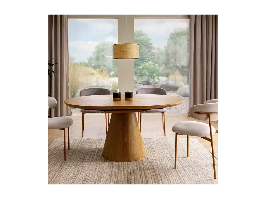 Chaise tissu en gris et piétement métal chêne confort doux et design JONAZ