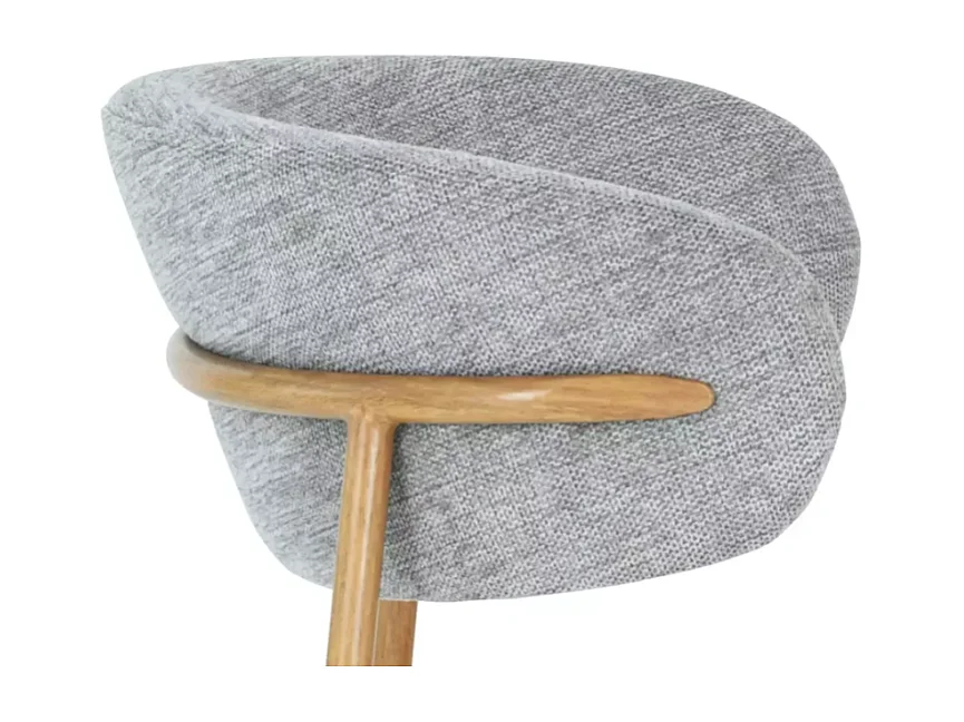 Chaise tissu en gris et piétement métal chêne confort doux et design JONAZ