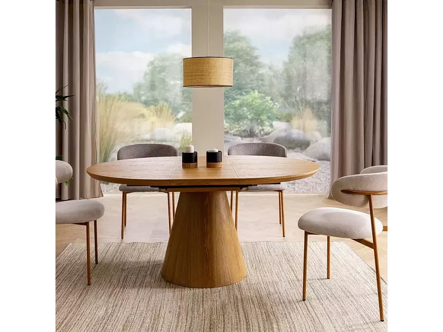 Chaise tissu en gris et piétement métal chêne confort doux et design JONAZ