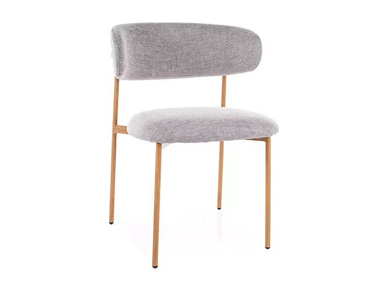 Chaise tissu en gris et piétement métal chêne confort doux et design JONAZ