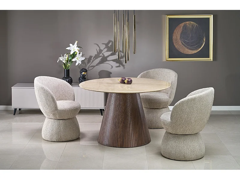 Tavolo da pranzo Pireu/Marmo MDF/Marrone Beige