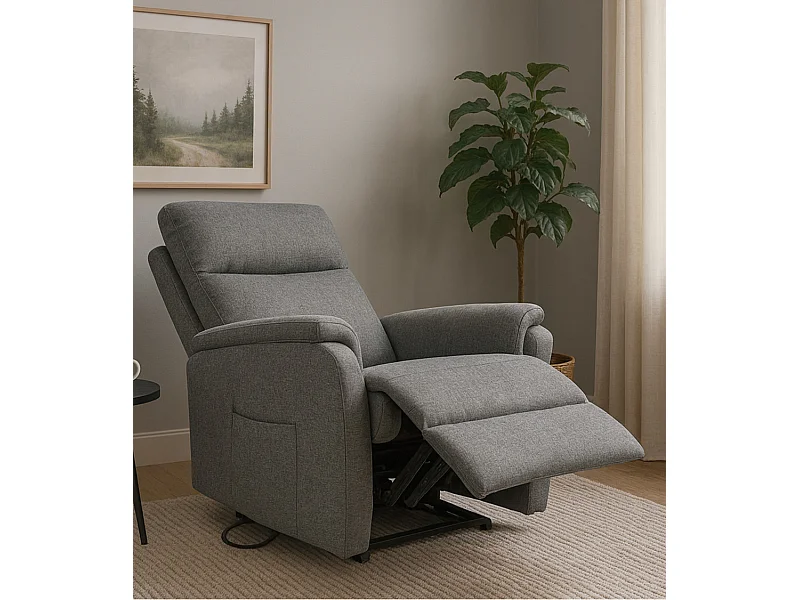 Sillón relax de 101x75x74 cm de tela con motor eléctrico y eleva personas en gris Delta