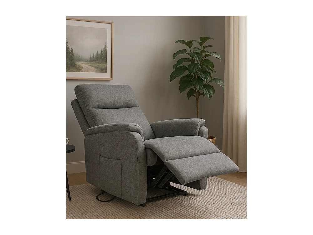 Sillón relax de 101x75x74 cm de tela con motor eléctrico y eleva personas en gris Delta