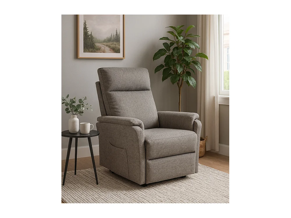 Sillón relax de 101x75x74 cm de tela con motor eléctrico y eleva personas en beige Delta