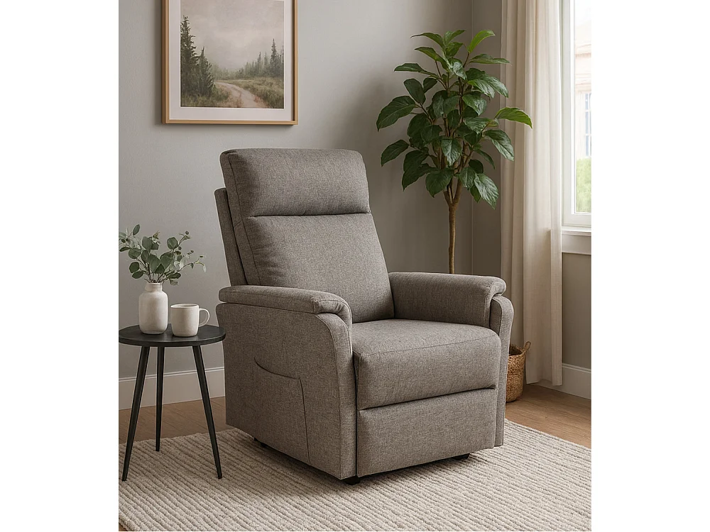 Sillón relax de 101x75x74 cm de tela con motor eléctrico y eleva personas en beige Delta