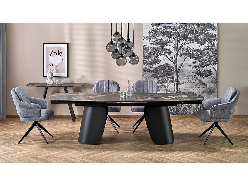 Table à manger Forum/Fritté et métal/Extensible/Noir