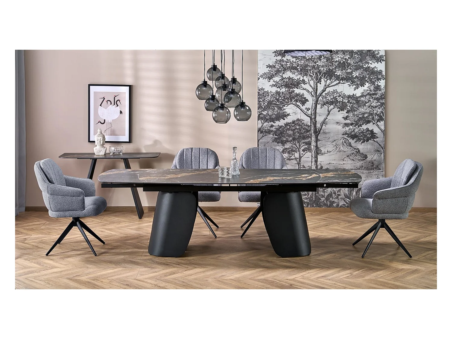 Table à manger Forum/Fritté et métal/Extensible/Noir