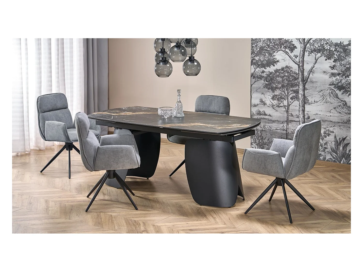 Table à manger Forum/Fritté et métal/Extensible/Noir