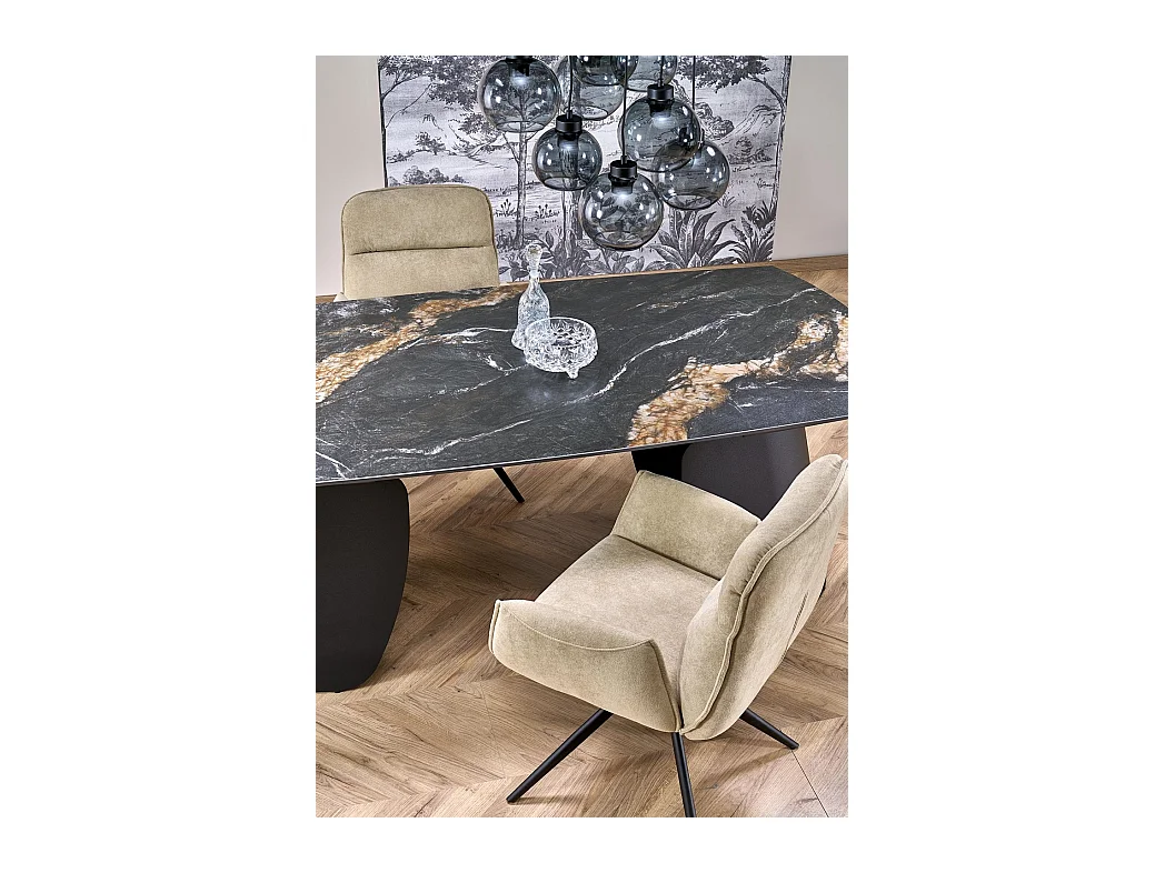 Table à manger Forum/Fritté et métal/Extensible/Noir