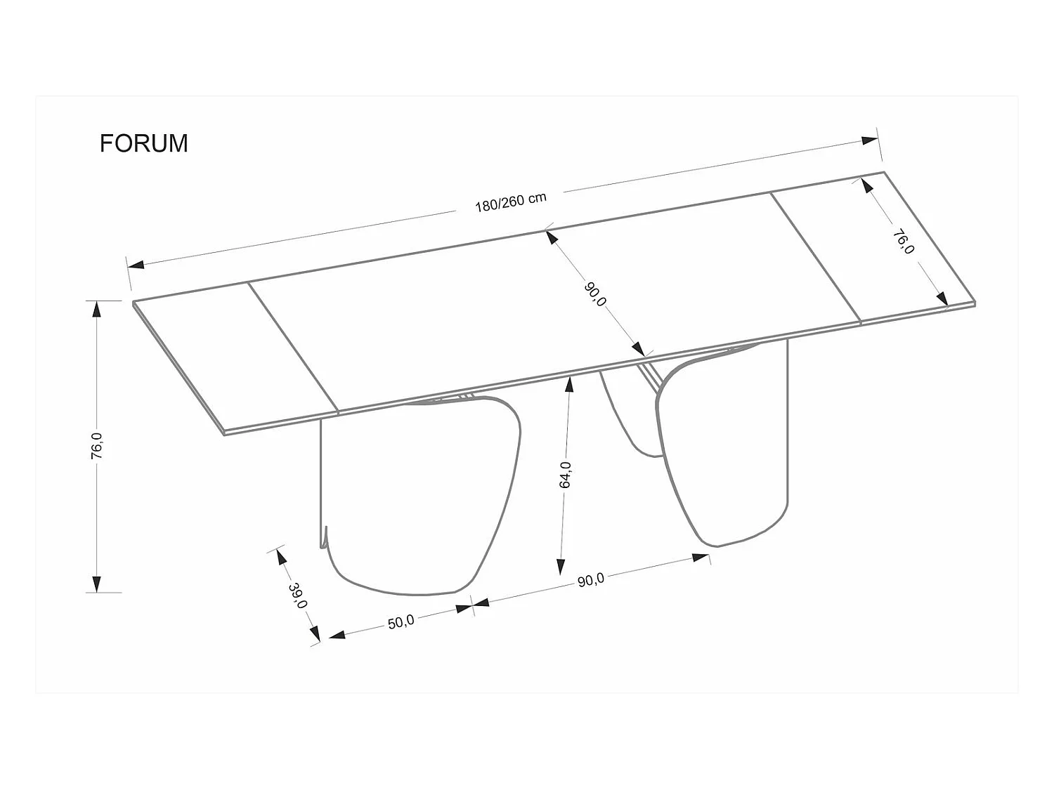 Table à manger Forum/Fritté et métal/Extensible/Noir