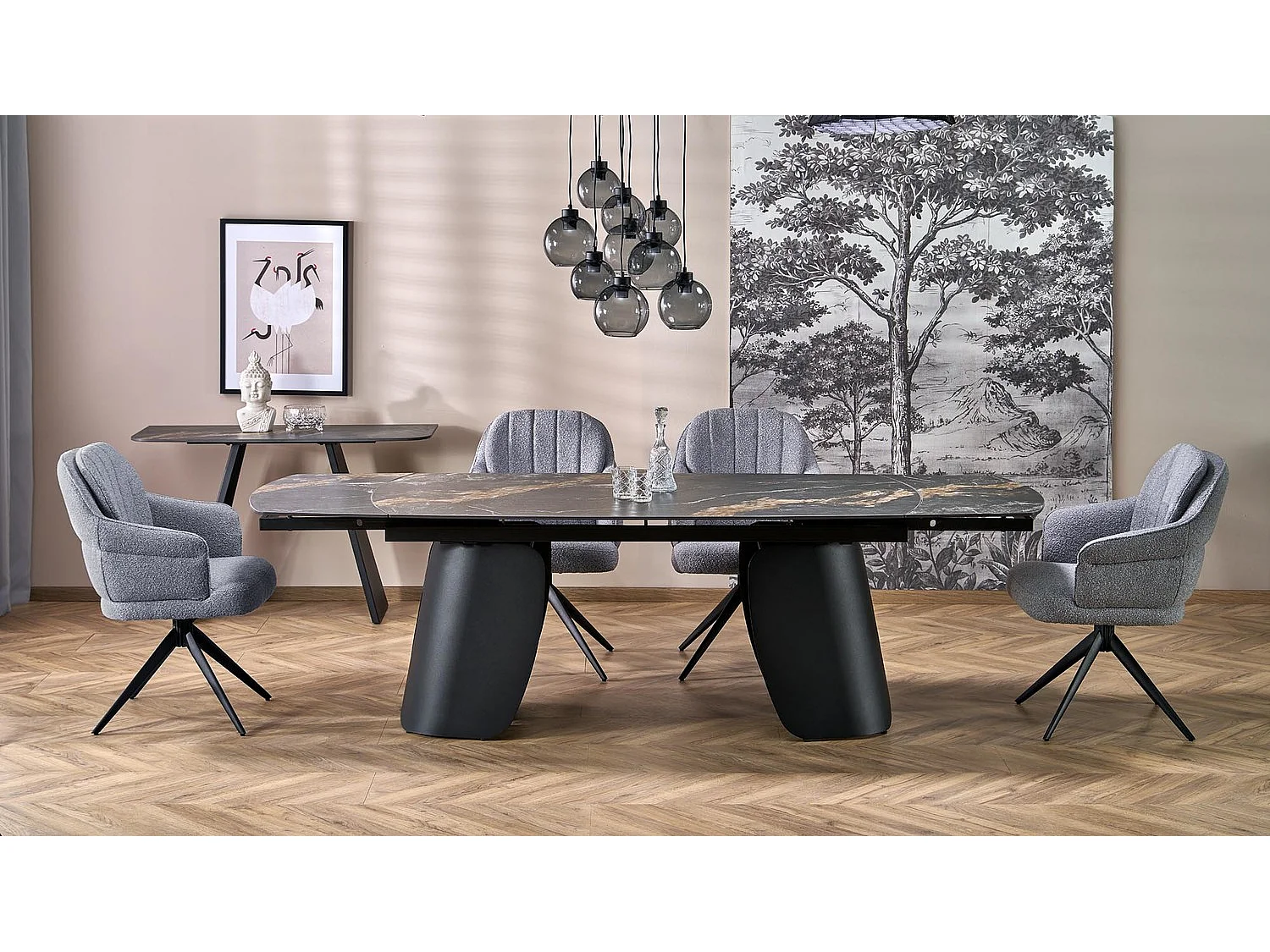 Table à manger Forum/Fritté et métal/Extensible/Noir