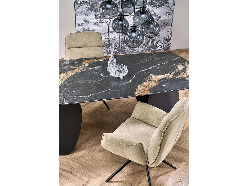 Table à manger Forum/Fritté et métal/Extensible/Noir