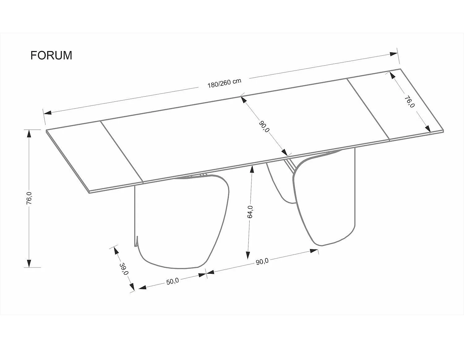 Table à manger Forum/Fritté et métal/Extensible/Noir