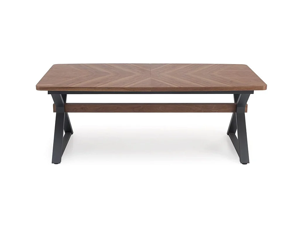 Esstisch Baron/Ausziehbar/MDF+Furnier/Braun&Schwarz