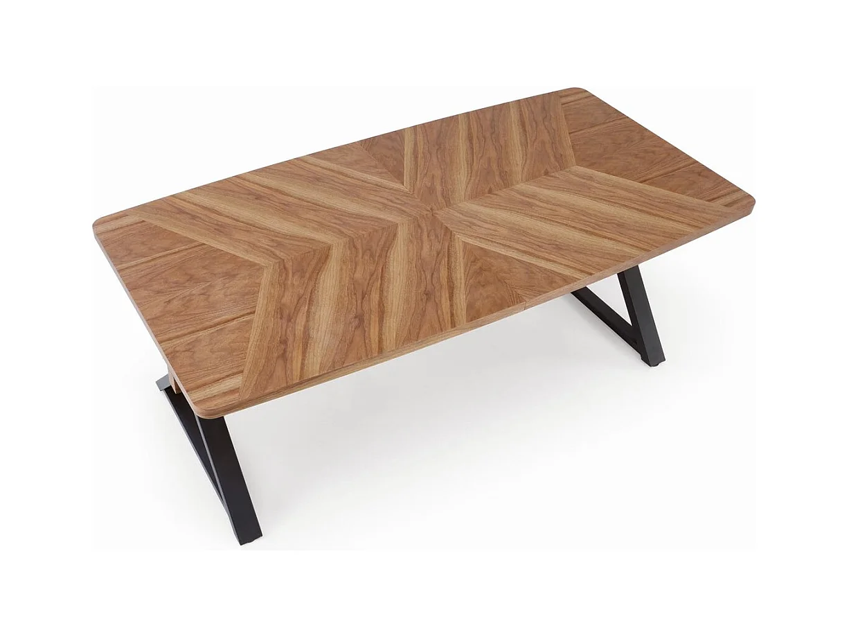 Esstisch Baron/Ausziehbar/MDF+Furnier/Braun&Schwarz