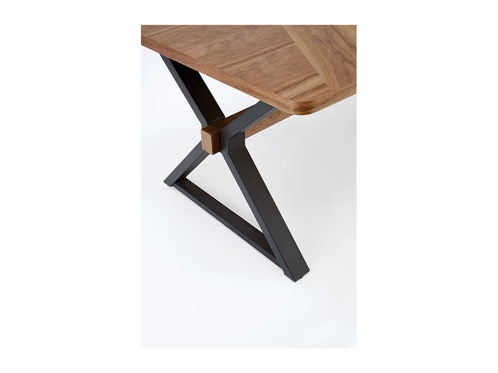 Esstisch Baron/Ausziehbar/MDF+Furnier/Braun&Schwarz