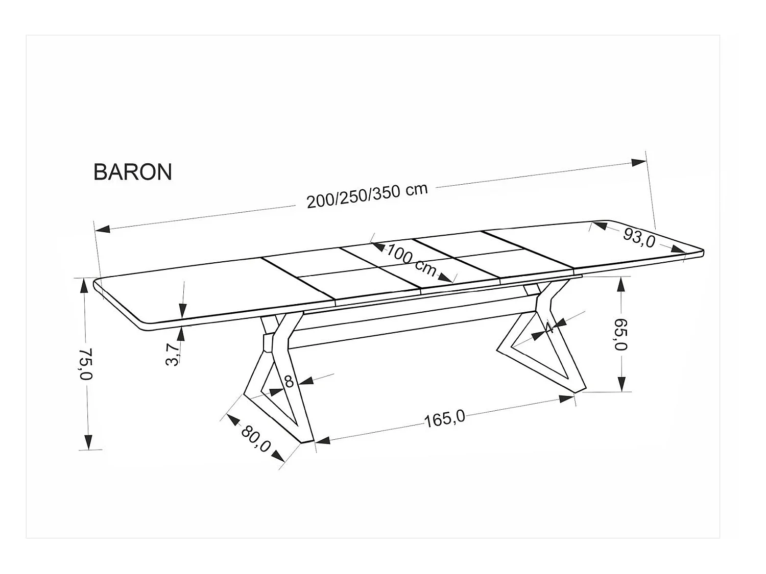 Esstisch Baron/Ausziehbar/MDF+Furnier/Braun&Schwarz