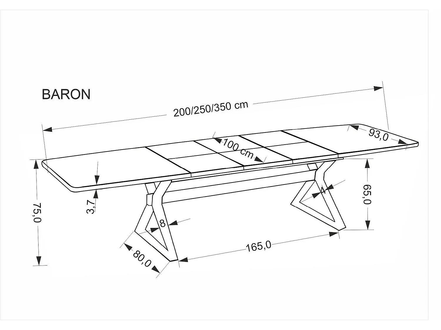 Tavolo da pranzo Baron/Allungabile/MDF+Impiallacciatura/Marrone e Nero