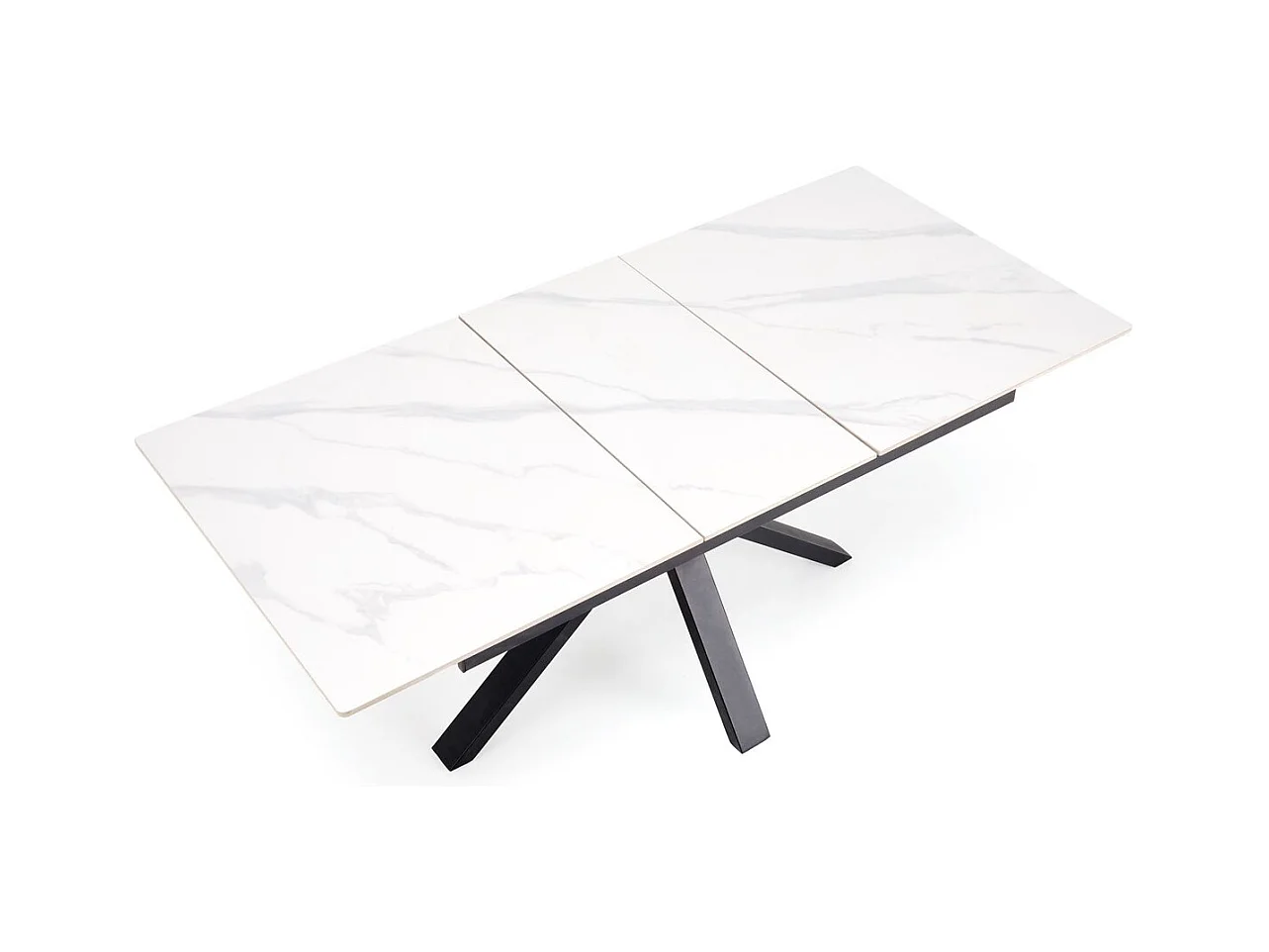 Table à manger Platan/Métal fritté/Extensible/Blanc Noir